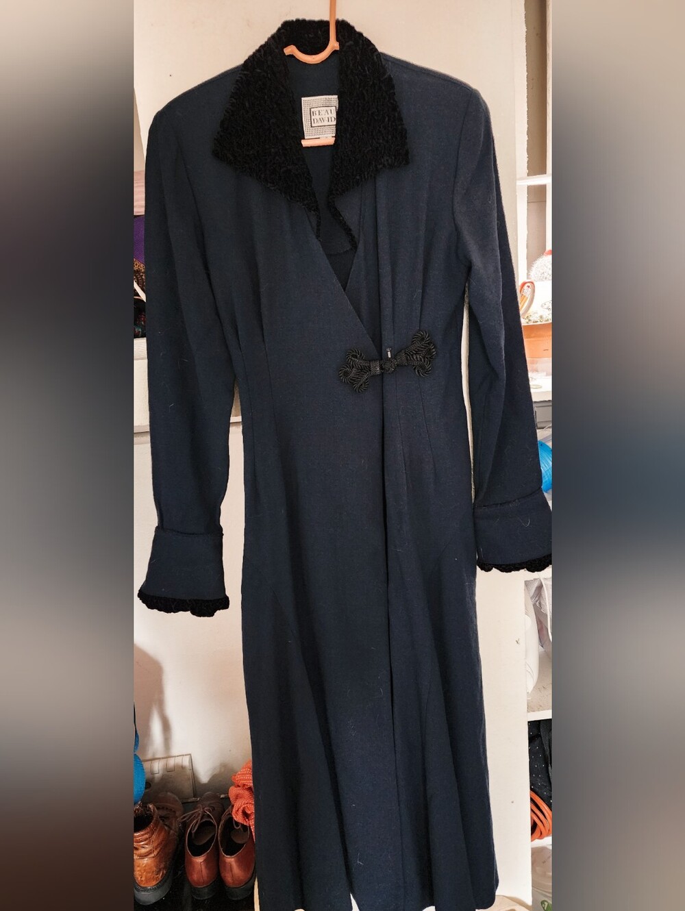 WOMEN'S 80'S/90'S WOOL BLEND JACKET/DRESS - NAVY/BLACK